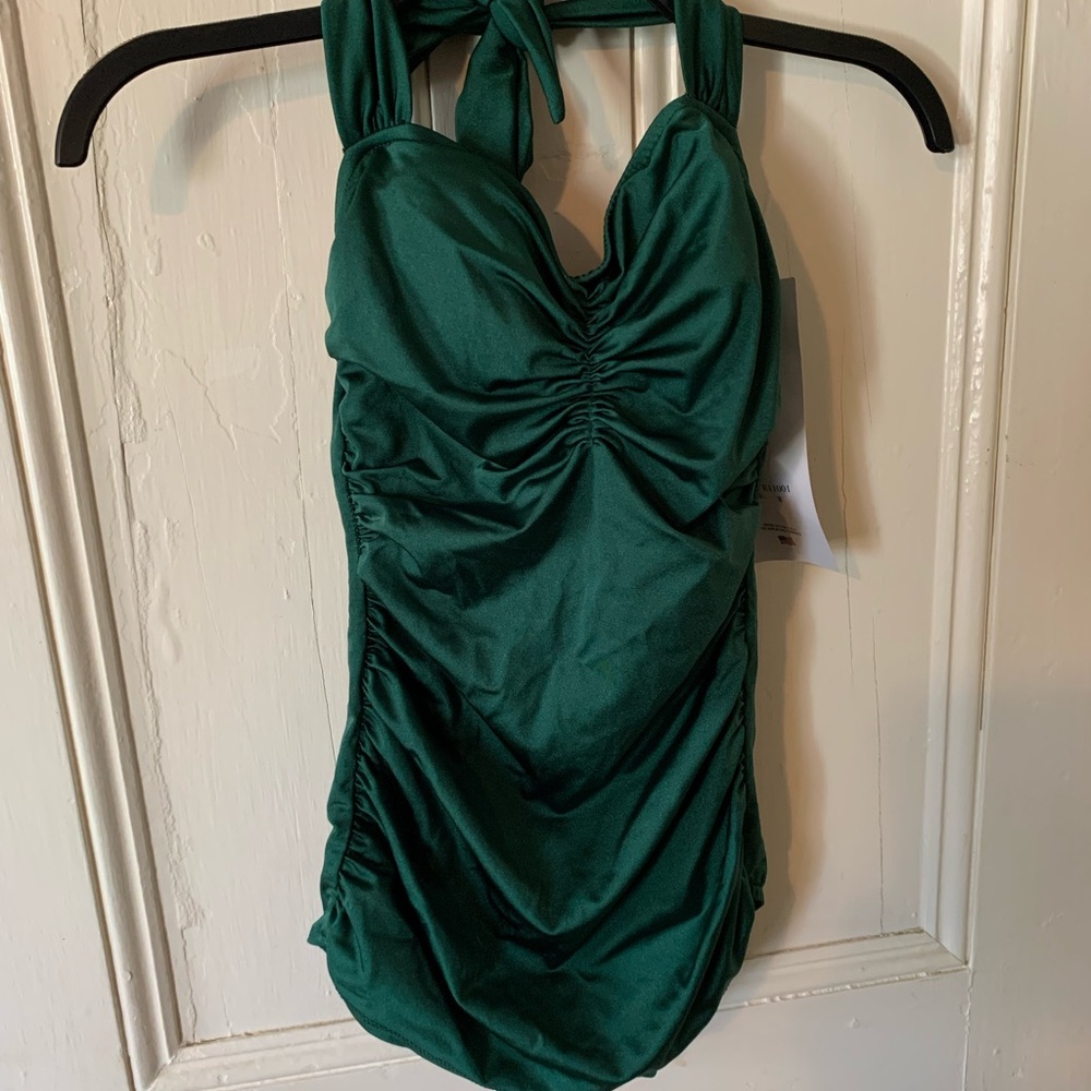 Emerald Green Halter One-Piece Swimsuit